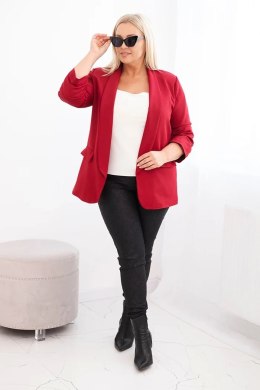 Marynarka damska Plus Size bez zapięcia z podszewką XL/2XL bordowa