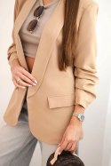 Marynarka z klapami elegancka camelowa