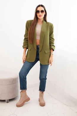 Marynarka z klapami elegancka oliwkowa