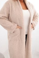 Płaszcz damski Plus Size z wiskozy bez zapięcia z kieszeniami beżowy
