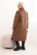 Płaszcz damski Plus Size z wiskozy bez zapięcia z kieszeniami brązowy