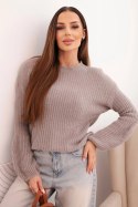 Sweter damski z baby alpaki z bufiastymi rękawami fango
