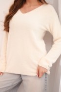 Sweter damski z wełną z dekoltem V ecru