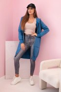 Bluza damska ocieplana z kapturem i zamkiem jeansowa