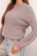 Sweter damski z baby alpaki z bufiastymi rękawami fango