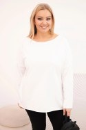 Bluzka damska Plus Size asymetryczna z długim rękawem biała