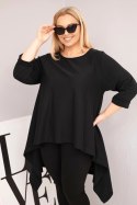 Tunika damska Plus Size bawełniana o asymetrycznym kroju czarna