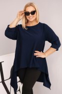 Tunika damska Plus Size bawełniana o asymetrycznym kroju granatowa
