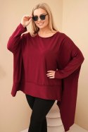 Tunika damska Plus Size z bawełny z asymetrycznym dołem bordowa