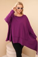 Tunika damska Plus Size z bawełny z asymetrycznym dołem ciemno fioletowa