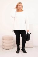 Bluzka damska Plus Size asymetryczna z długim rękawem biała