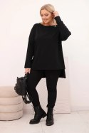 Bluzka damska Plus Size asymetryczna z długim rękawem czarna