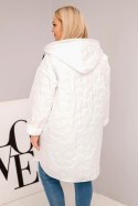 Kurtka damska Plus Size pikowana z kapturem i napisem HOPE biała