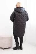 Kurtka damska zimowa Plus Size pikowana z kapturem czarna