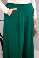 Spodnie damskie bawełniane Plus Size o szerokiej nogawce i luźnym kroju ciemno zielone