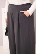 Spodnie damskie bawełniane Plus Size o szerokiej nogawce i luźnym kroju grafitowe