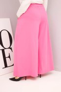 Spodnie damskie bawełniane Plus Size o szerokiej nogawce i luźnym kroju jasno różowe