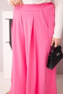 Spodnie damskie bawełniane Plus Size o szerokiej nogawce i luźnym kroju jasno różowe