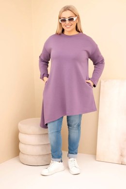 Sukienka damska Plus Size z wiskozy z luźnym fasonem i długim rękawem fioletowa