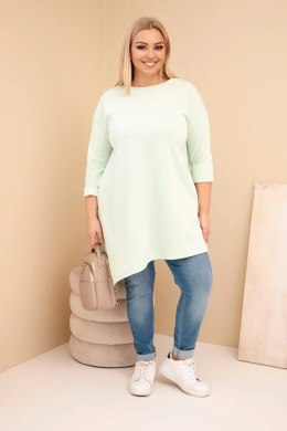 Sukienka damska Plus Size z wiskozy z luźnym fasonem i długim rękawem miętowa