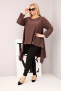 Tunika damska Plus Size bawełniana o asymetrycznym kroju brązowa