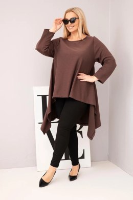 Tunika damska Plus Size bawełniana o asymetrycznym kroju brązowa