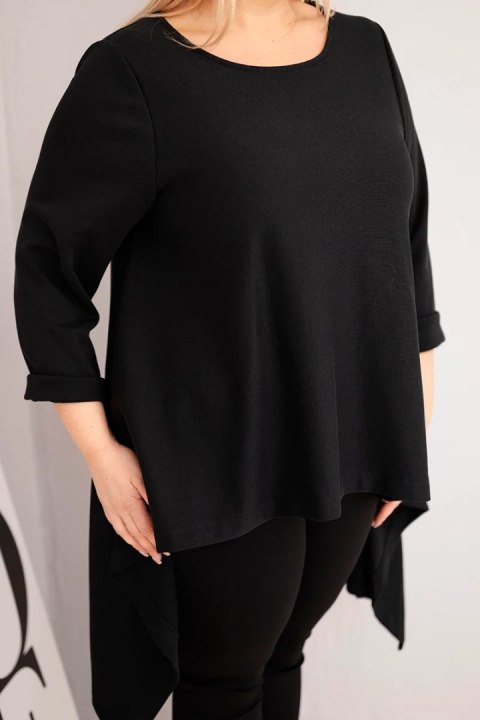 Tunika damska Plus Size bawełniana o asymetrycznym kroju czarna