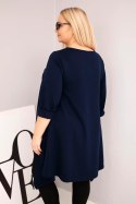 Tunika damska Plus Size bawełniana o asymetrycznym kroju granatowa