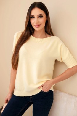 Sweter damski z wiskozy z krótkim rękawem żółty
