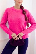 Sweter damski z baby alpaki z długim rękawem różowy neon
