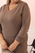 Sukienka damska Plus Size masełkowa z dekoltem V i rękawem fango