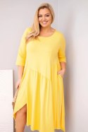 Sukienka damska bawełniana Plus Size z asymetrycznym dołem żółta
