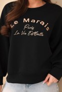 Bluza damska masełkowa z haftem o luźnym kroju czarny