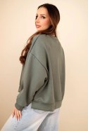 Bluza damska masełkowa z haftem o luźnym kroju khaki