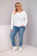 Bluzka damska Plus Size przecierana z napisem Love You More biała