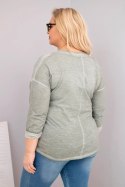 Bluzka damska Plus Size przecierana z napisem Love You More khaki