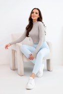 Legginsy damskie z wysokim stanem i elastycznym pasem niebieskie