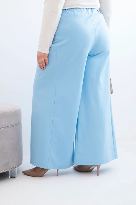 Spodnie damskie Plus Size z szerokimi nogawkami i plisowaniem niebieskie