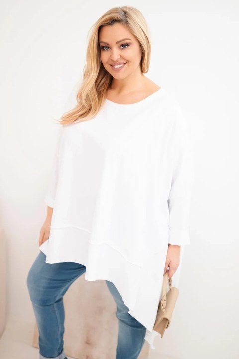 Tunika damska Plus Size z bawełny z asymetrycznym dołem biała