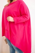 Tunika damska Plus Size z bawełny z asymetrycznym dołem fuksja