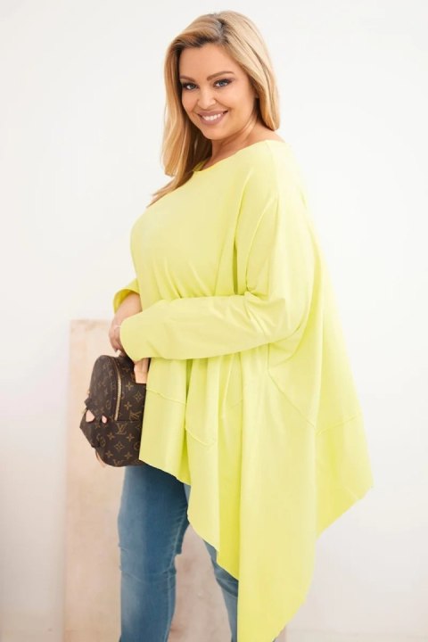 Tunika damska Plus Size z bawełny z asymetrycznym dołem jasno pistacjowa