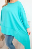 Tunika damska Plus Size z bawełny z asymetrycznym dołem turkusowa