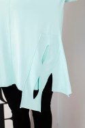 Bluzka damska bawełniana Plus Size z asymetrycznym dołem i wycięciami miętowa