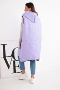 Kamizelka damska pikowana Plus Size z kapturem zapinana na zamek jasno fioletowa