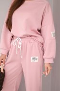 Komplet damski masełko bluza + spodnie ciemny pudrowy róż