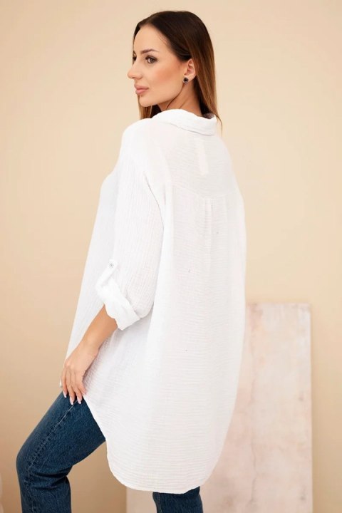 Koszula bawełniana muślinowa Plus Size biała