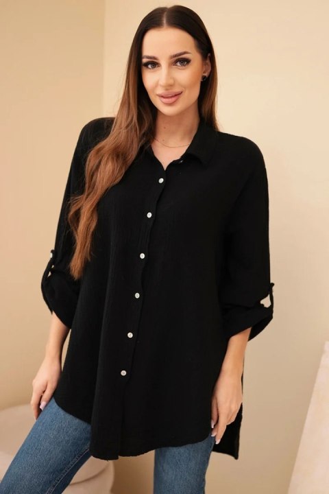 Koszula bawełniana muślinowa Plus Size czarna