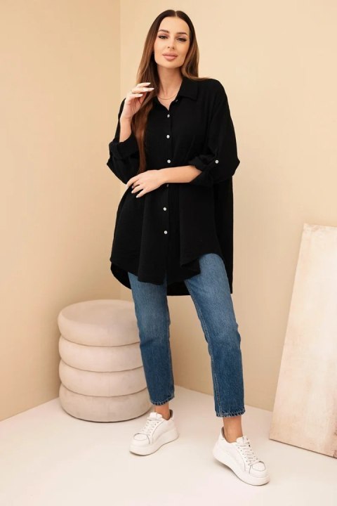 Koszula bawełniana muślinowa Plus Size czarna