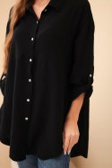 Koszula bawełniana muślinowa Plus Size czarna