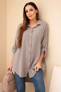 Koszula bawełniana muślinowa Plus Size fango